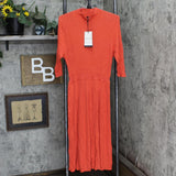 Who What Wear Women's Elbow Sleeve Crewneck Flat Rib Sweater Dress Orange XL