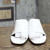 Alfani Womens Colyerrl Leather Block Heel Slide Sandals White Leather 6.5M