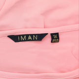 Global Chic By Iman Boho Chic Flutter Sleeve Top Necklace Bright Coral Pink 1X