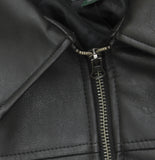 Wild Fable Boxy Faux Leather Full Zip Collar Neck Button Cuff Jacket Black L
