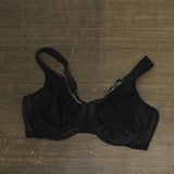 Glamorise Womens Low Cut WonderWire Lace Underwire Bra 1240 1240 Black 40D