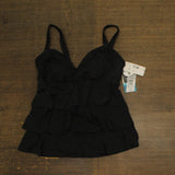 Swim Solutions Womens Black Swan Tiered-Ruffle Tankini Swim Top 806833 Black 8