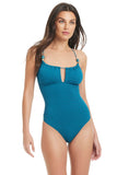 Red Carter Womens Textured Miss Mermaid One Piece Swimsuit Indigo Dye Blue M