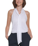 Calvin Klein Lurex Textured Tie Front Blouse O23T889B White S