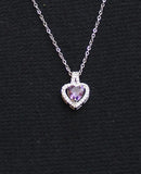Stainless Steel Chain Necklace Silver Gray / Purple 15.5" + 2.5"