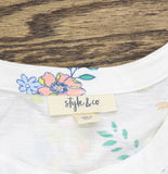 Style & Co. Cotton Printed Henley Top 100142569MS Retro White Multi M