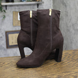 INC International Concepts Heel Ezmae Dress Booties Rich Truffle Brown 6.5M