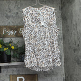 NY Collection Sleeveless Pintucked Button Front Blouse MRJU0684P Brown Multi L