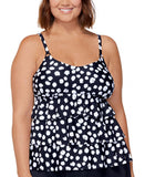 Island Escape Plus Size Printed Triple-Tiered Underwire Tankini Top Black 18W