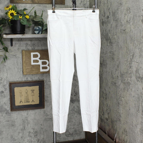 Christopher & Banks Womens Shaped Fit Mid-Rise Stretch Dress Pants White 10