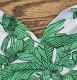Aqua Womens Linen Blend Palm Print V-Neck Mini Dress Light Blue / Green XS