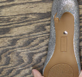 On 34th Womens Jeules Pointed-Toe Slip On Pumps 10018690000 Silver Glitter 5.5M