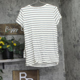 A Pea in the Pod Maternity Knit Striped Nursing T-Shirt White / Black Stripe M
