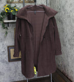 All In Motion Womens Long High Pile Fleece Full Zip Drawstring Jacket Brown 2XL