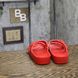 Shade & Shore Womens Neida EVA Two Band Footbed Slide Sandals 83105499 Red 6M