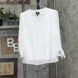 JM Collection Womens ie Sleeve Shirt Top White S