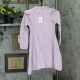 Hope & Henry Cotton Flutter Detail Sweater Dress Lavender Heather Purple 10