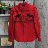 Chaps Mens Flannel Button Up Shirt Jacket Red / Black See Measurements