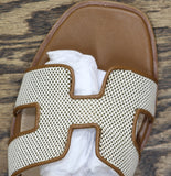 Steve Madden Womens Hadyn H-Band Sandals Slip On Natural / Cognac Check Brown 9M