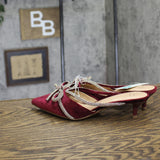 A New Day Gwen Rhinestone Bow Mule Heels 94656739 Velvet Red 8M