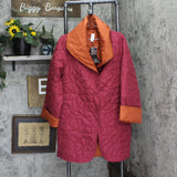Marla Wynne Womens Snap Front Quilted Cowl Neck Jacket Coat Dusty Red / Orange S