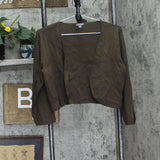 Ann Taylor Womens Silk Blend Evening Open Front Jacket Green L