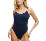 Cotton On Womens Thin-Strap Scoop-Back One Piece Swimsuit Mightnight Blue L