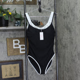 Mimi Flamingo Layered Solids Drift One Piece Swimsuit 900051011 Black / White 12