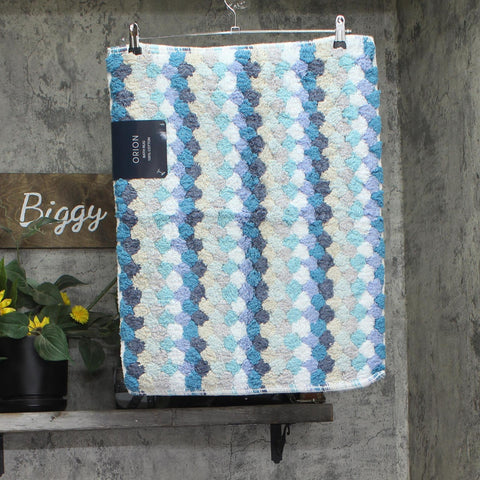 Orion Rectangle Geometric Patterned Bath Mat Blue Multi 17x24
