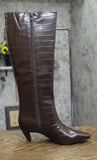 INC International Concepts Mid-Heel Knee High Boots Kitten Heel Brown Croc 6M