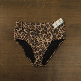 Bar III Womens Animal Print High Waist Swim Bottom Cheetah Brown Multi L