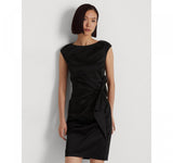 Lauren Ralph Lauren Tie-Waist Charmeuse Cocktail Dress 253881972003 Black 14