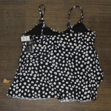 Island Escape Plus Size Printed Triple-Tiered Underwire Tankini Top Black 18W