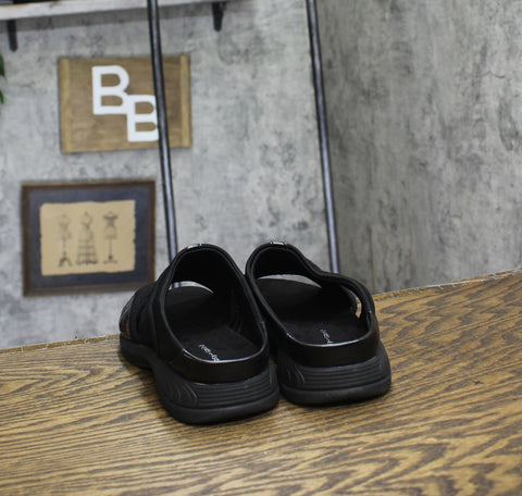 Easy Spirit Traciee Square Toe Casual Flat Sandals Black Patent Multi 7.5WW