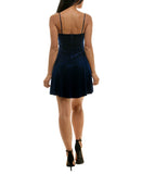 Emerald Sundae Juniors Velvet Bow Sleeveless Fit Flare Mini Dress Navy Blue L