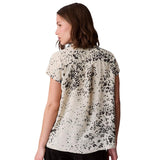 Calvin Klein Womens Printed Chiffon Faux-Wrap Cap-Sleeve Top Light Gray Print M