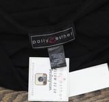 Polly & Esther Juniors Ribbed Scoop-Neck Skimmer T Shirt Top Black XL