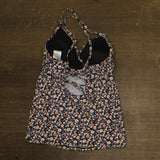 Motherhood Maternity Tankini Swim Top with Lace Back UPF 50+ Black Floral S