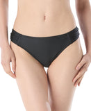 Carmen Marc Valvo Starlight Lux Ruched Bikini Bottom C6V965 Black L