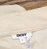 DKNY Womens Seersucker High Rise Wide-Leg Pants Travertine Brown Stripe 14