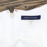 Tommy Hilfiger Womens Textured Knit Short Sleeve Ponte Dress White 8