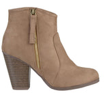 Journee Collection Womens Side Zip Link Booties LINK-TAU Taupe Brown 8M