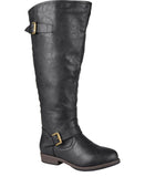 Journee Collection Studded Buckle Knee-High Riding Boots Black Multi 11M-XWC