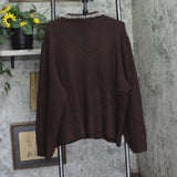 Future Collective Womens Embellished Collar Cardigan Sweater 94642149 Brown 3X