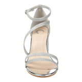 Journee Collection Womens Glittery Bella Strap Heels BELLA Silver Gray 8M