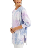 Style & Co French Terry Crewneck Pullover Sweatshirt Cool Dye Purple / Multi PXL