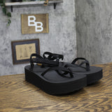 Teva Womens Flatform Sandal Slim Thong Strappy 1164630 Black 8M