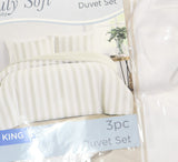 Truly Soft Aiden Stripe Duvet Set Polyester 3-Piece Beige Brown Stripe King