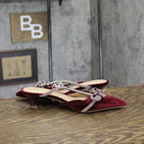 A New Day Gwen Rhinestone Bow Velvet Heels 94656735 Burgundy Red 6M