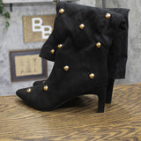 A New Day Studded Faux Suede Mid-Calf Boots with Cone Heel Jet Black 8.5M